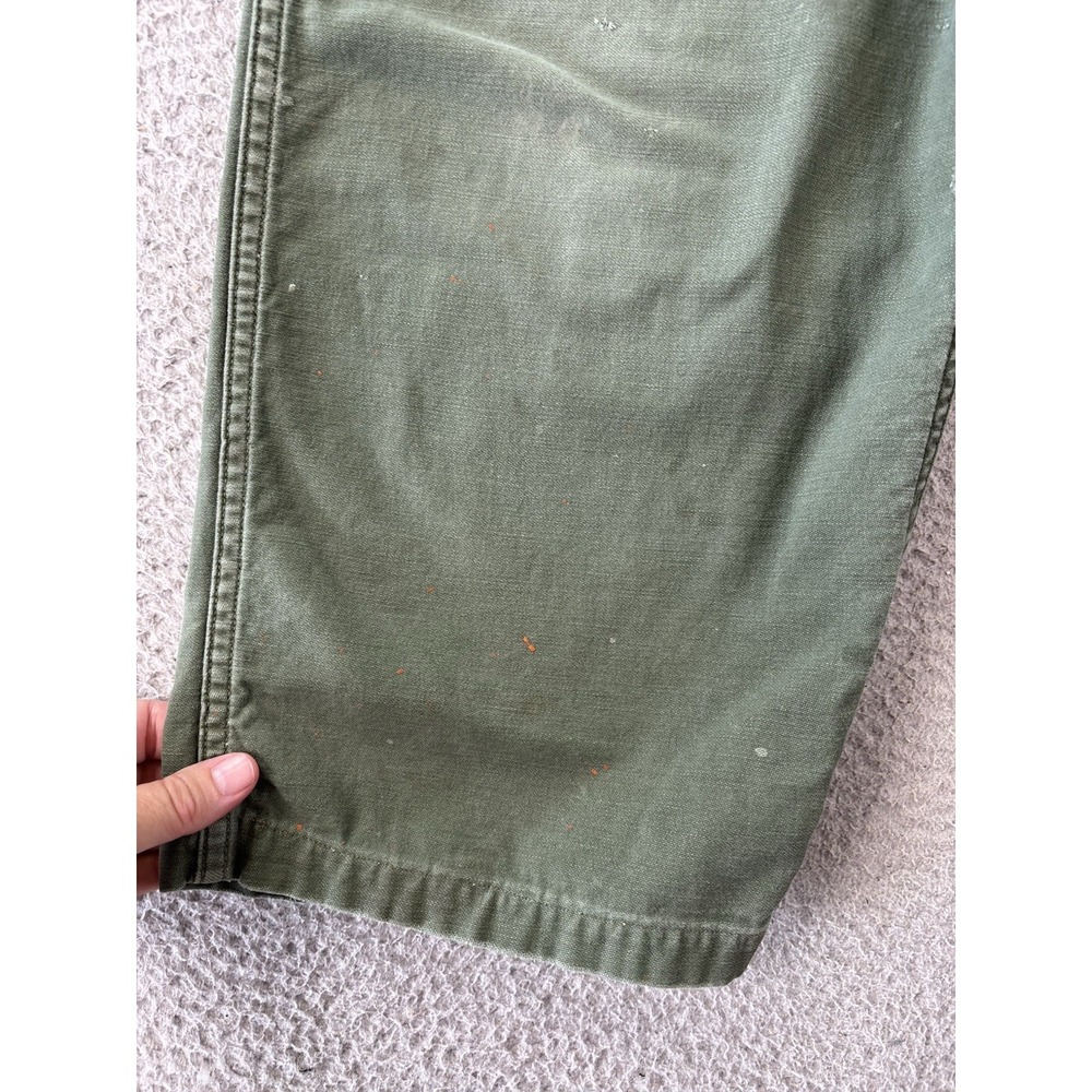 Vintage US Army OG-507 Baker Trousers Womens 34x23 Button Fly Distressed Patched - Picture 2 of 16